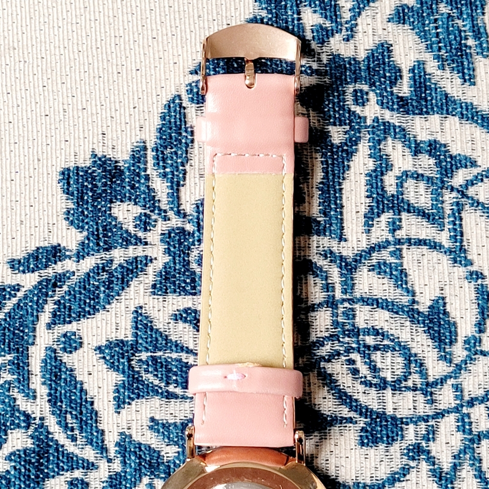 ⏱️💥 Elon Novac-Round Face-Salmon Pink Leather Strap Watch - Picture 8 of 10